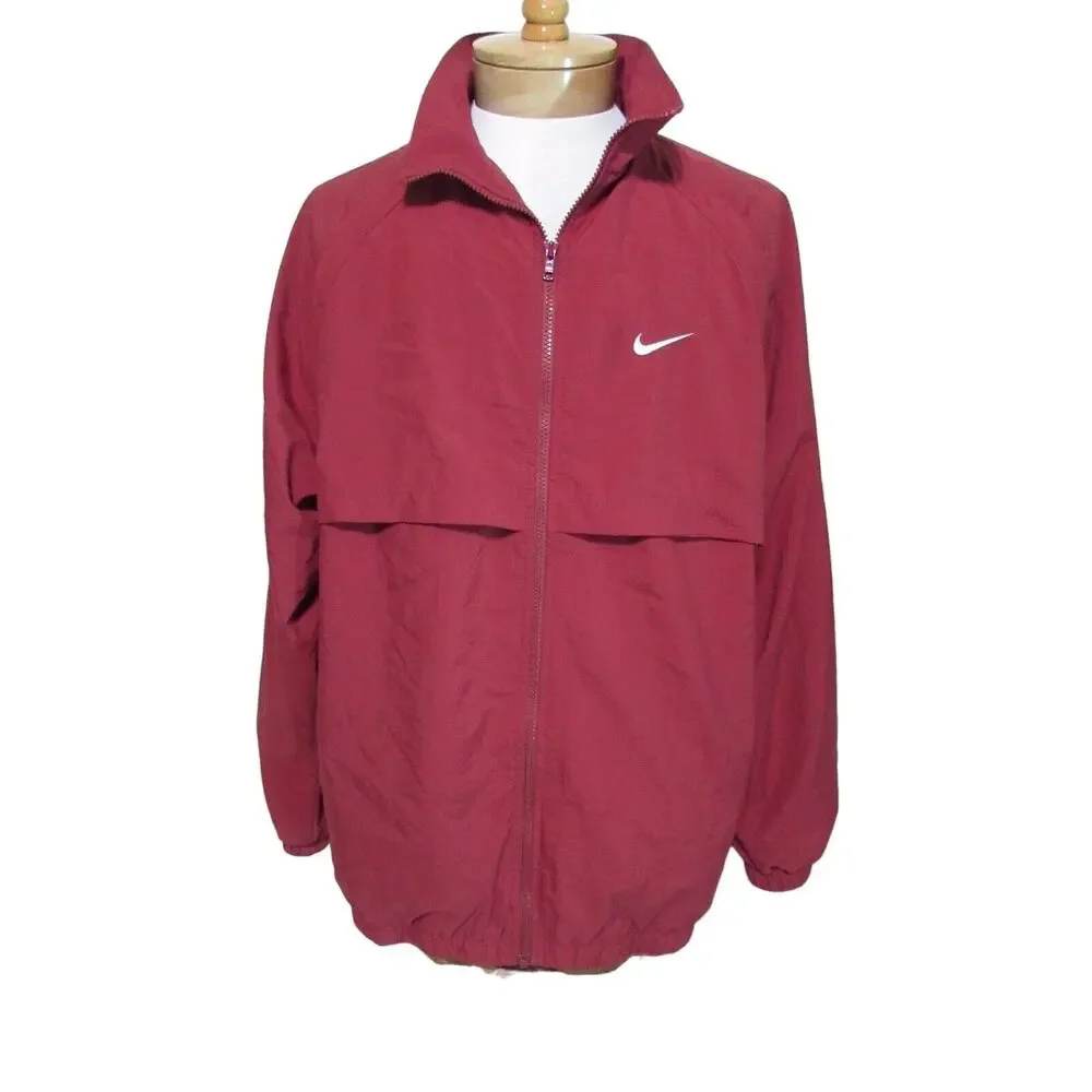Nike men's XL red windbreaker jacket w/ side pockets zip up